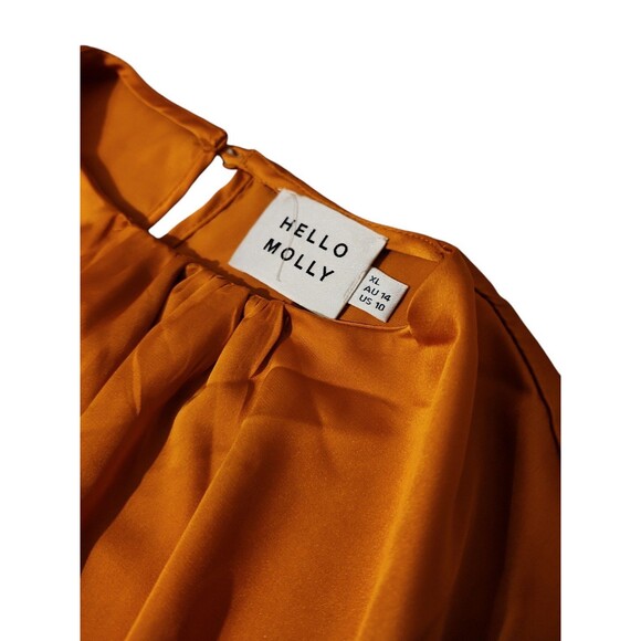 Hello Molly Club Wear Mini Dress Womens Size 10 Night Out Harvest Orange Silky - Picture 9 of 9